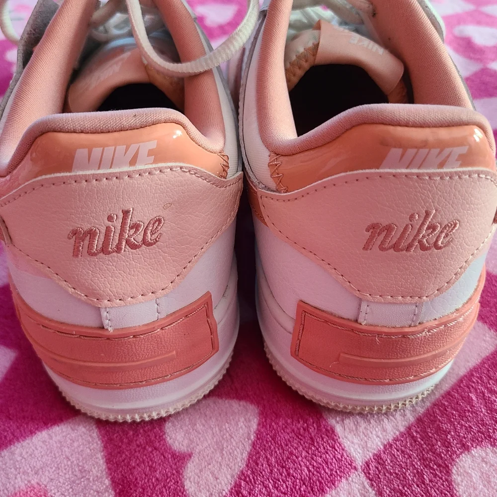 Peach and White Nike Air Force 1 Sneakers - Picture 6 of 9